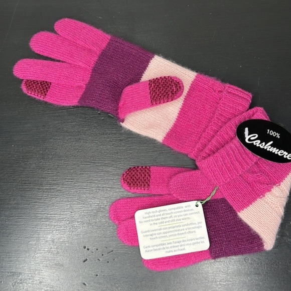 Portolano Striped Cashmere Striped Tech Gloves, OS NWT - Picture 2 of 3